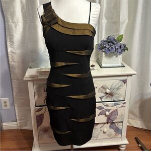 Valerie Bertinelli Bronze and Black Evening Dress size 6